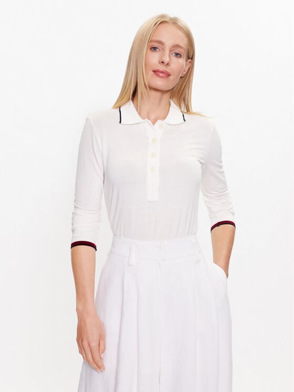 Tommy Hilfiger Tommy Hilfiger Polo Split Global WW0WW38831 Écru Slim Fit