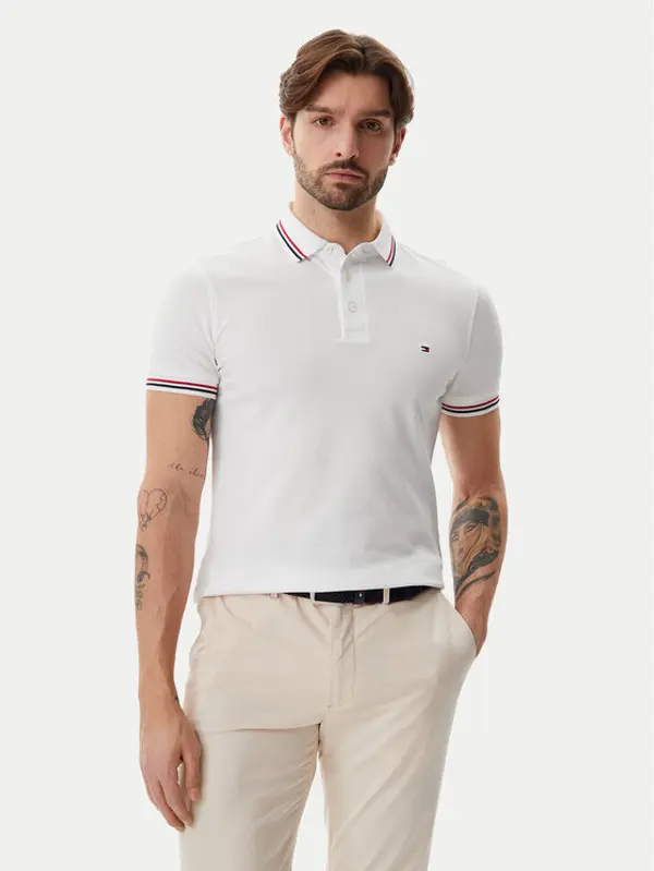 Tommy Hilfiger Tommy Hilfiger Polo Tipped MW0MW37346 Bijela Slim Fit