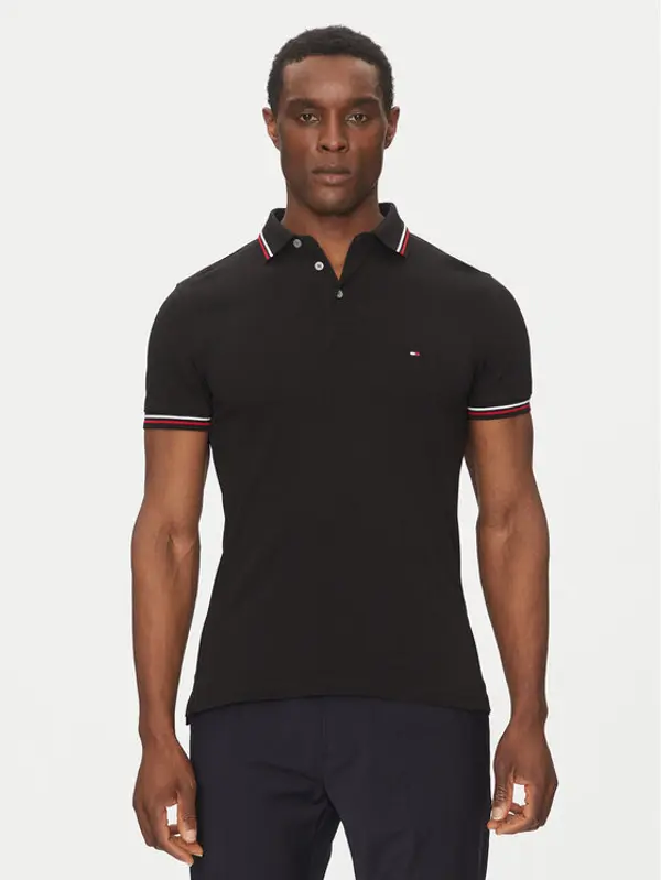 Tommy Hilfiger Tommy Hilfiger Polo Tipped MW0MW37346 Crna Slim Fit