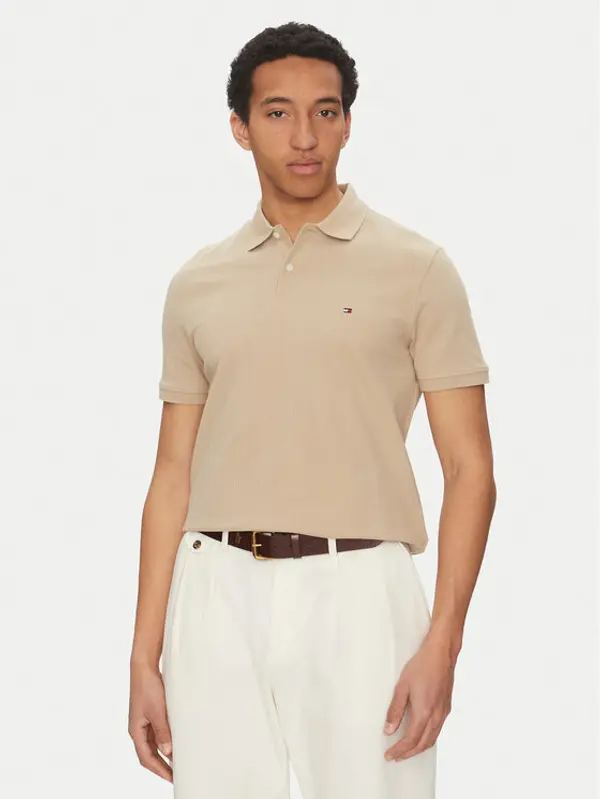Tommy Hilfiger Tommy Hilfiger Polo Vertical MW0MW38951 Bež Regular Fit