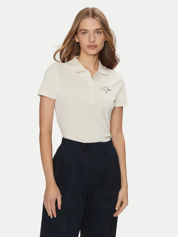 Tommy Hilfiger Tommy Hilfiger Polo WW0WW43930 Bež Slim Fit