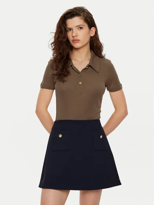 Tommy Hilfiger Tommy Hilfiger Polo WW0WW44446 Smeđa Slim Fit