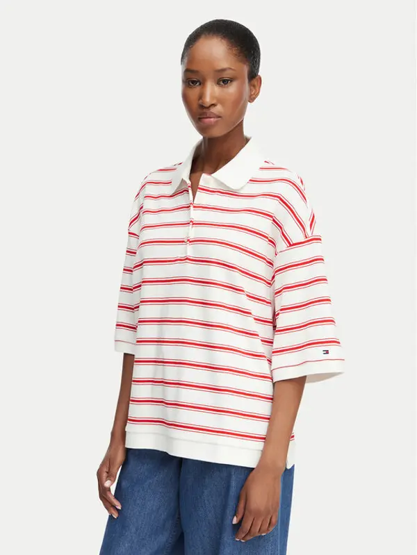 Tommy Hilfiger Tommy Hilfiger Polo WW0WW50026 Bijela Oversize