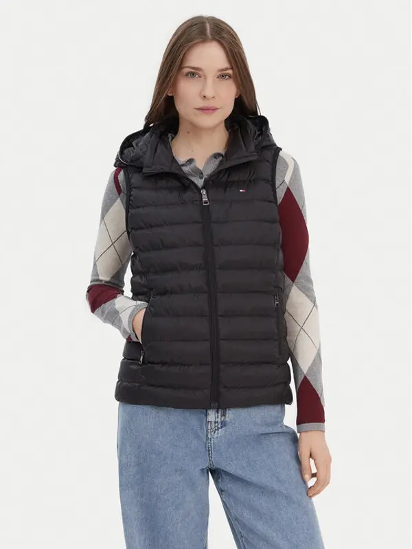 Tommy Hilfiger Tommy Hilfiger Prsluk Global Stripe WW0WW42051 Crna Regular Fit