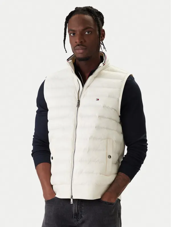 Tommy Hilfiger Tommy Hilfiger Prsluk Mix Media Ess MW0MW41441 Écru Regular Fit