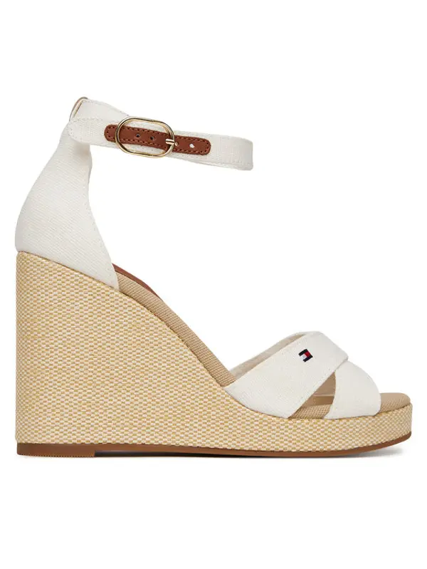 Tommy Hilfiger Tommy Hilfiger Sandale Flag High Wedge Espad Crisscross FW0FW08661 Écru