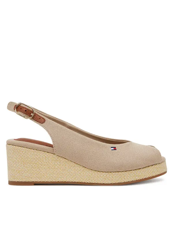 Tommy Hilfiger Tommy Hilfiger Sandale Flag Mid Wedge Espad Slingback FW0FW08595 Bež