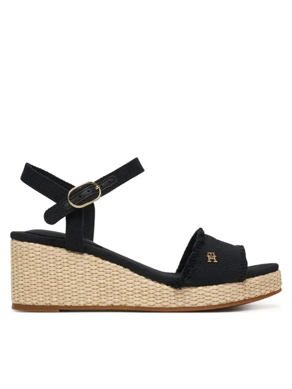 Tommy Hilfiger Tommy Hilfiger Sandale Mid Woven Wedge Espad Fringe FW0FW09470 Crna