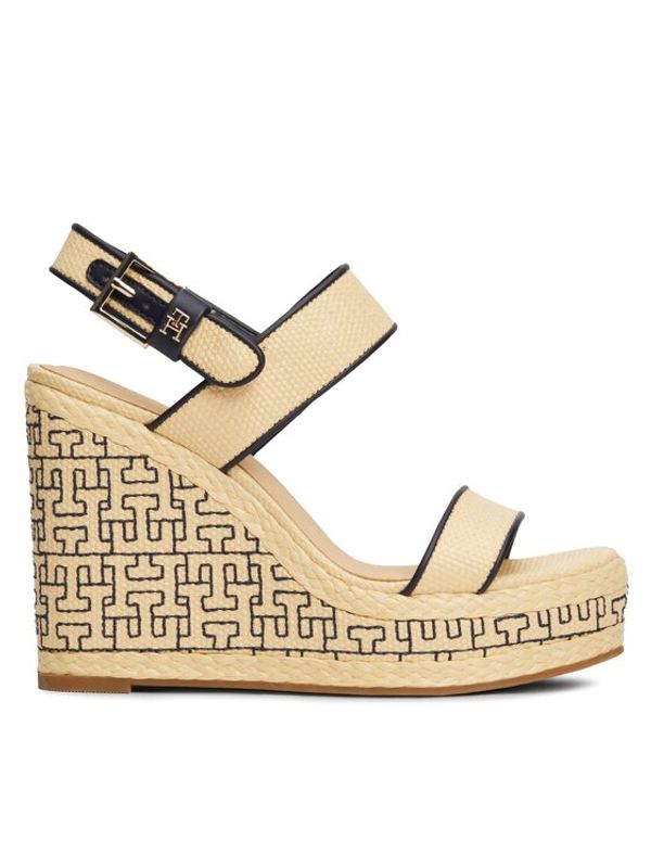 Tommy Hilfiger Tommy Hilfiger Sandale Platform Th Mono Rafia Wedge FW0FW08052 Bež