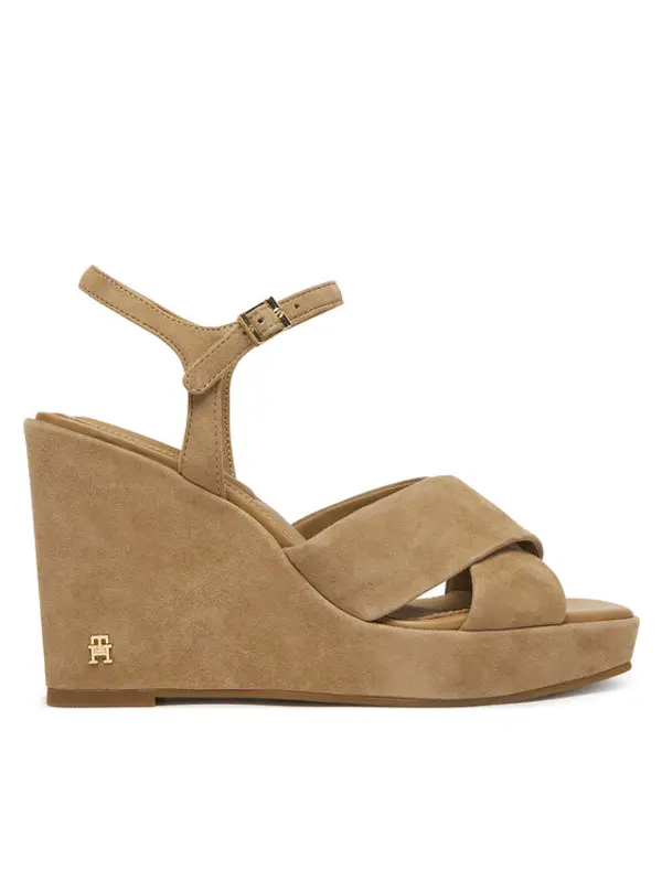 Tommy Hilfiger Tommy Hilfiger Sandale Suede Wrapped High Wedge FW0FW09218 Smeđa