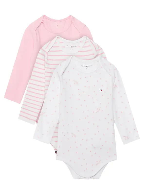 Tommy Hilfiger Tommy Hilfiger Set dječjih bodyja﻿ 3 Pack Seasonal Body Ls Giftbox KN0KN02254 Svijetlo roza