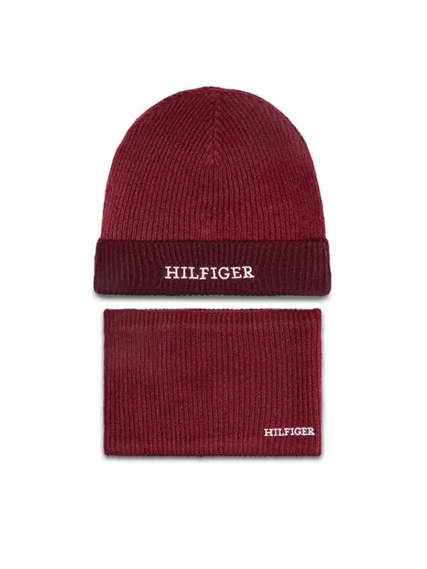 Tommy Hilfiger Tommy Hilfiger Set kapa i okrugli šal AU0AU01938 Crvena