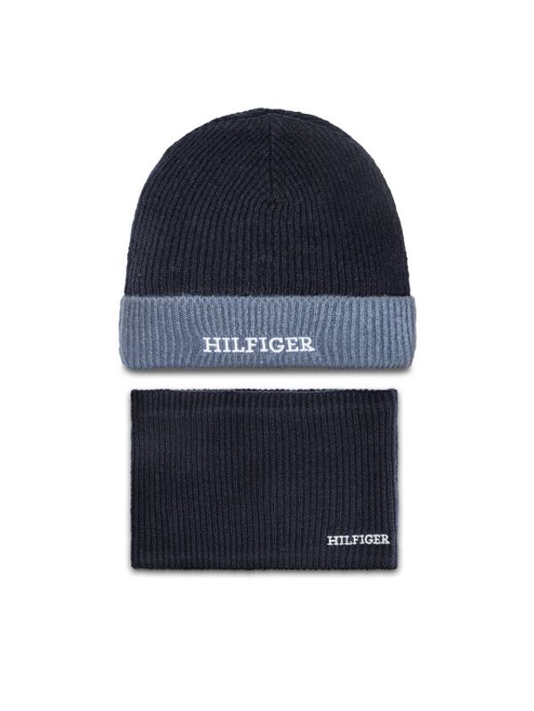 Tommy Hilfiger Tommy Hilfiger Set kapa i okrugli šal AU0AU01938 Tamnoplava