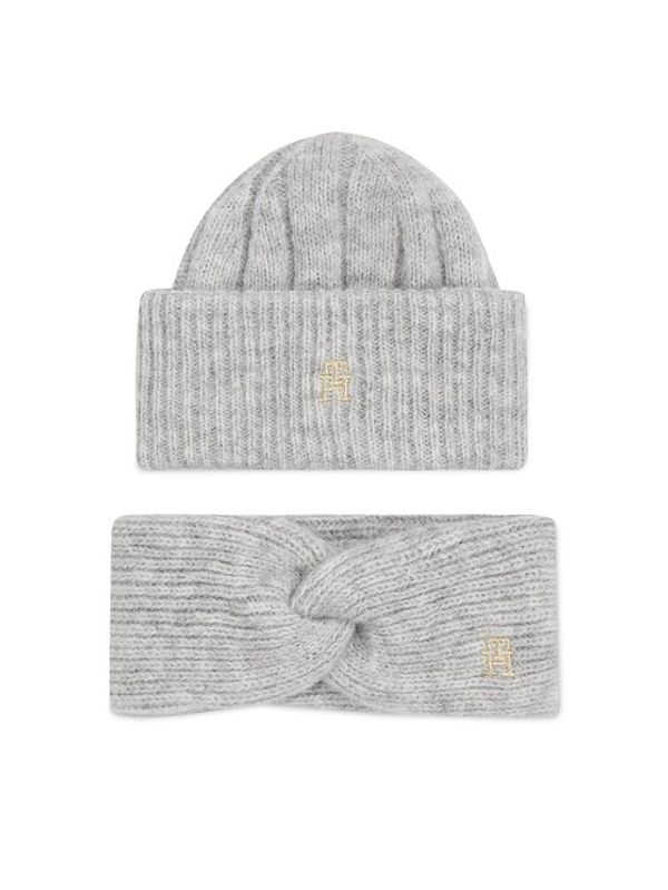 Tommy Hilfiger Tommy Hilfiger Set kapa i traka Th Timeless Beanie + Headband AW0AW15370P4A Siva