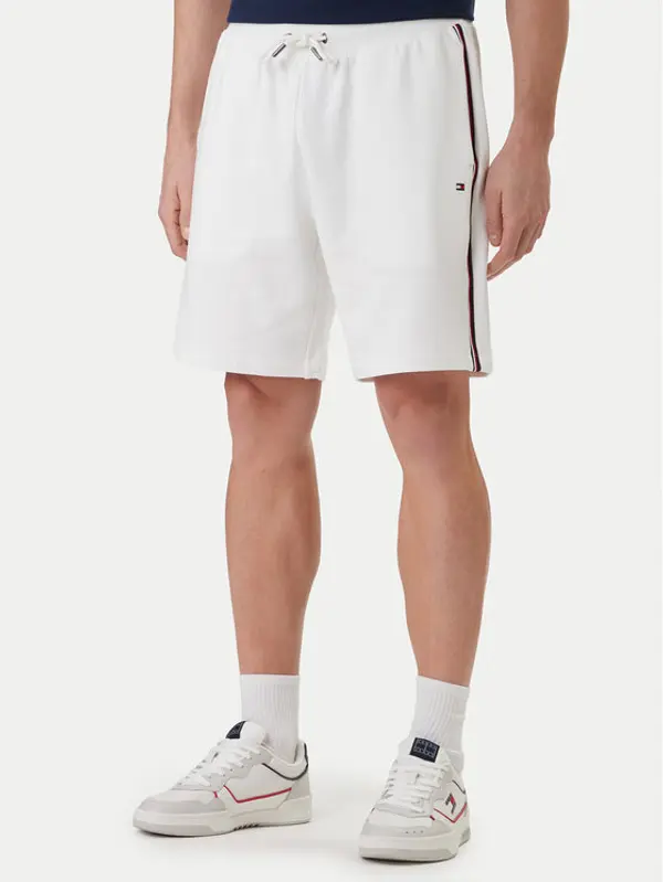 Tommy Hilfiger Tommy Hilfiger Sportske kratke hlače Global Stripe MW0MW42883 Bijela Regular Fit