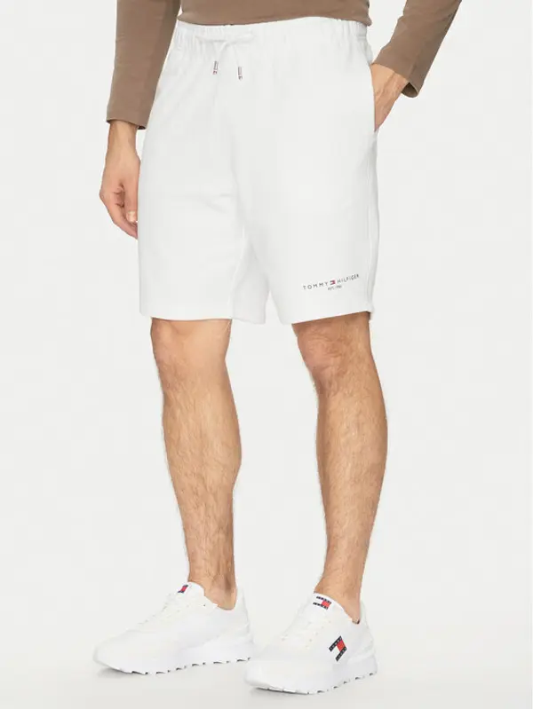Tommy Hilfiger Tommy Hilfiger Sportske kratke hlače Small Logo MW0MW38698 Bijela Regular Fit