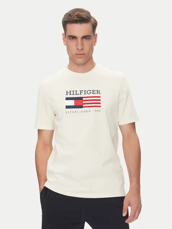 Tommy Hilfiger Tommy Hilfiger T-shirt American Monotype MW0MW39843 Écru Regular Fit