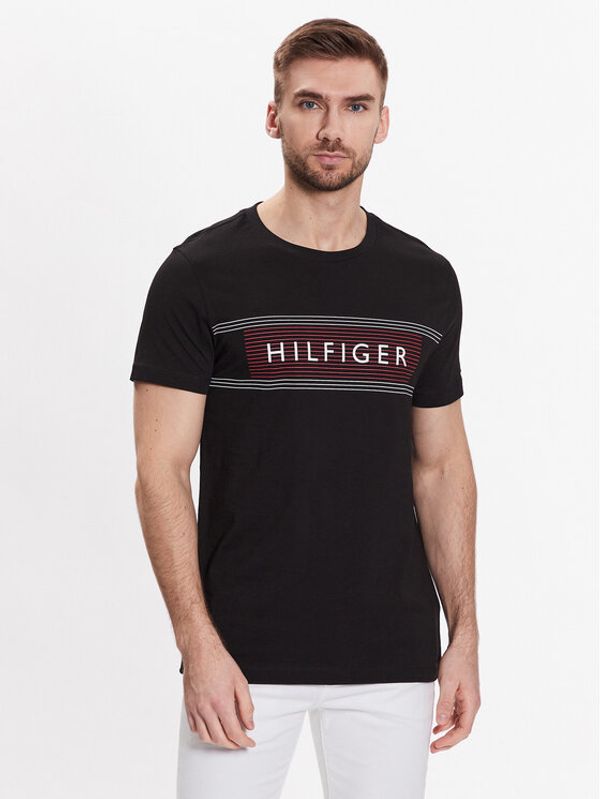 Tommy Hilfiger Tommy Hilfiger T-shirt Brand Love Chest MW0MW30035 Crna Slim Fit