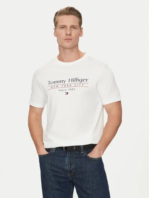 Tommy Hilfiger Tommy Hilfiger T-shirt Center Stack MW0MW38621 Bijela Regular Fit