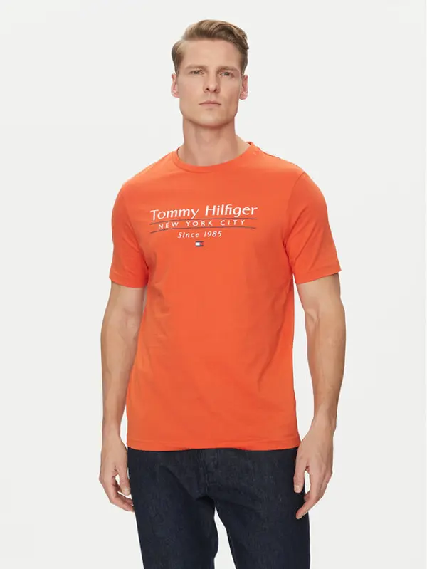 Tommy Hilfiger Tommy Hilfiger T-shirt Center Stack MW0MW38621 Narančasta Regular Fit