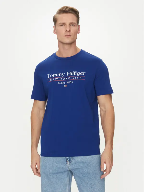 Tommy Hilfiger Tommy Hilfiger T-shirt Center Stack MW0MW38621 Plava Regular Fit
