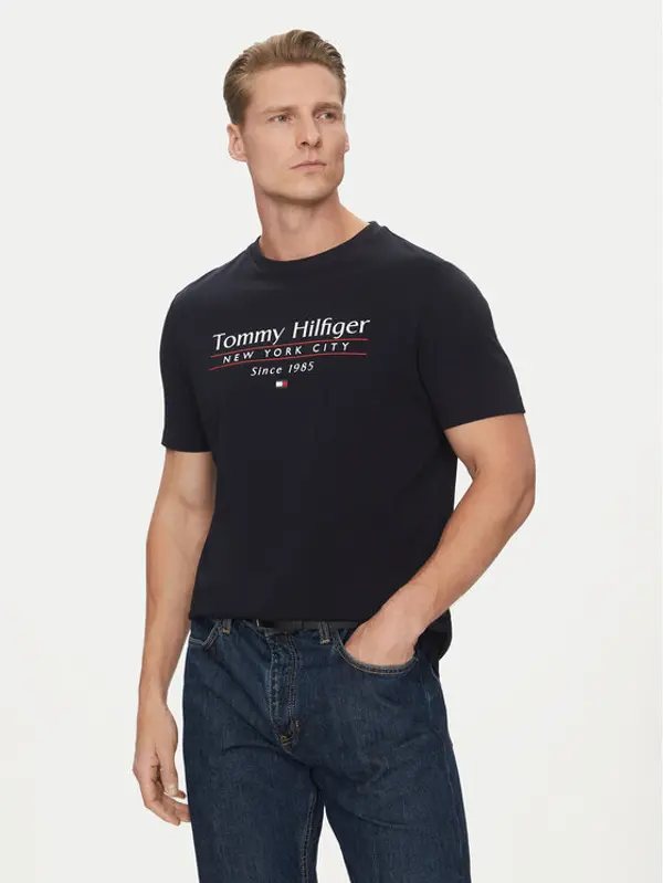 Tommy Hilfiger Tommy Hilfiger T-shirt Center Stack MW0MW38621 Tamnoplava Regular Fit