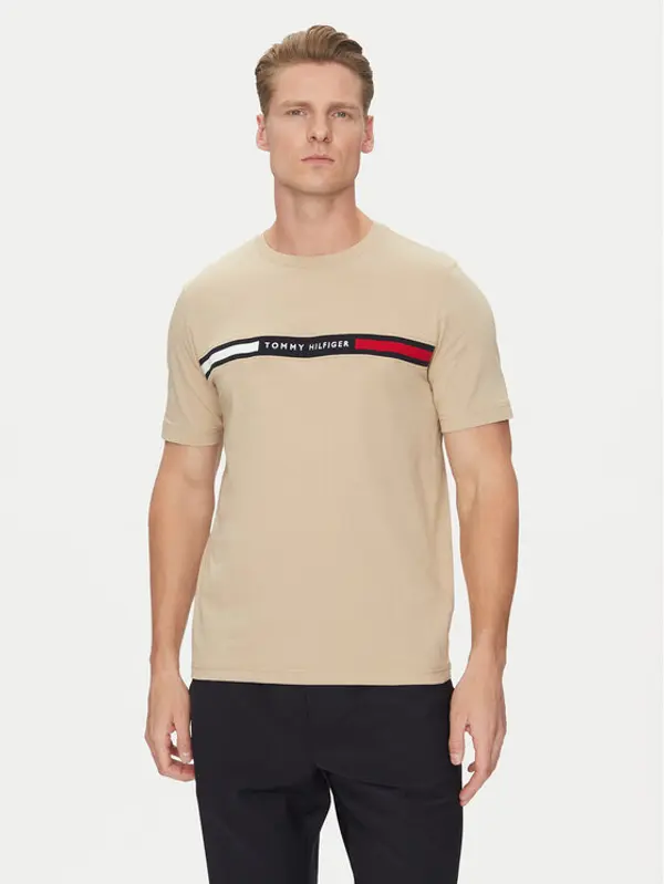 Tommy Hilfiger Tommy Hilfiger T-shirt Chest Insert MW0MW36498 Bež Regular Fit