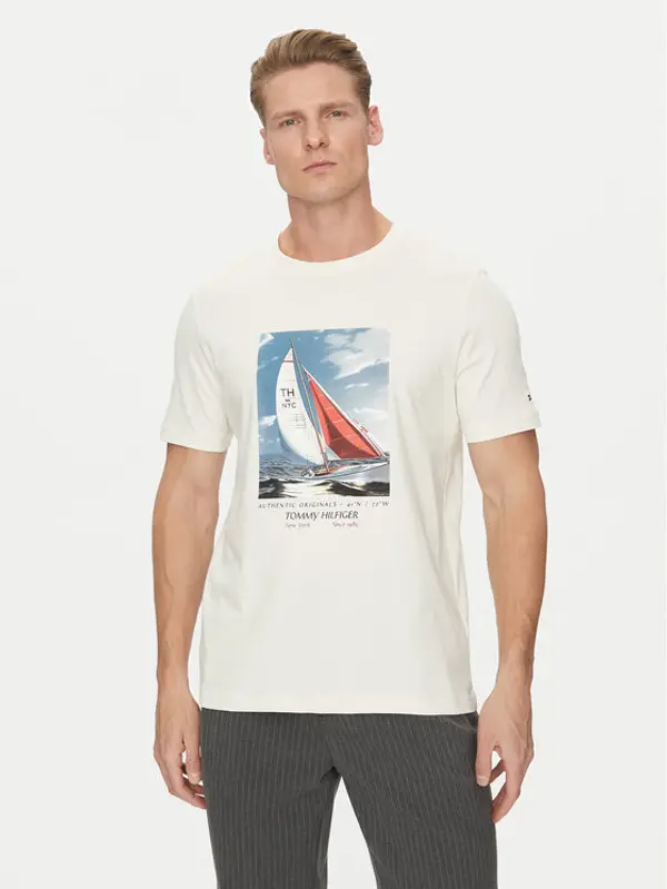Tommy Hilfiger Tommy Hilfiger T-shirt Color Photo Print MW0MW38615 Bež Regular Fit