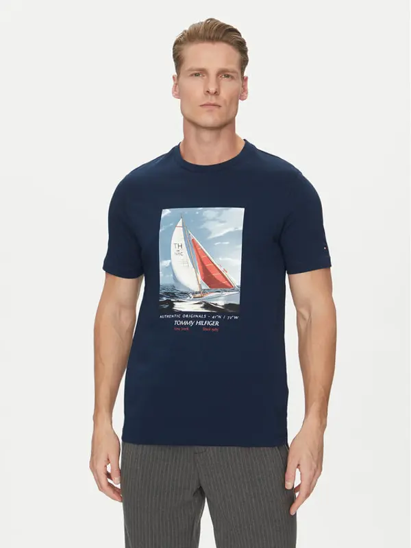 Tommy Hilfiger Tommy Hilfiger T-shirt Color Photo Print MW0MW38615 Tamnoplava Regular Fit