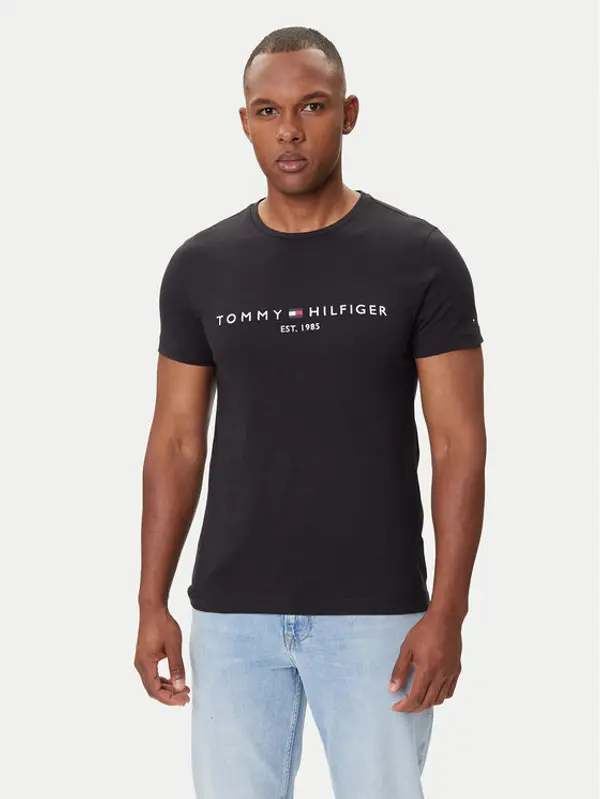 Tommy Hilfiger Tommy Hilfiger T-shirt Core Logo Tee MW0MW11465 Crna Slim Fit