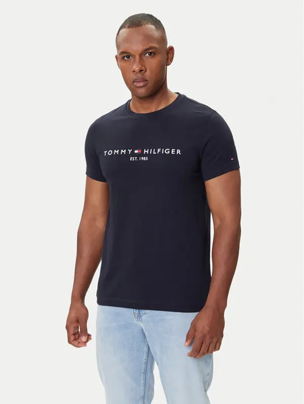 Tommy Hilfiger Tommy Hilfiger T-shirt Core Logo Tee MW0MW11465 Tamnoplava Slim Fit