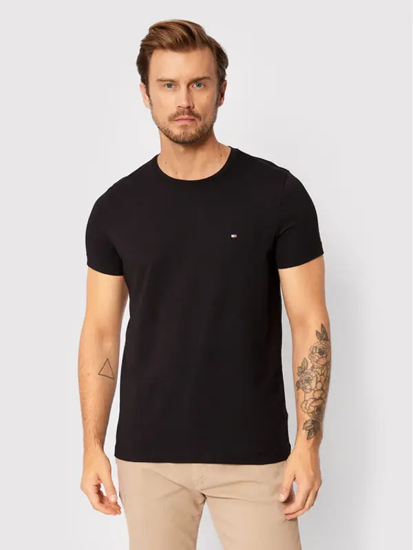 Tommy Hilfiger Tommy Hilfiger T-shirt Core Stretch MW0MW27539 Crna Slim Fit