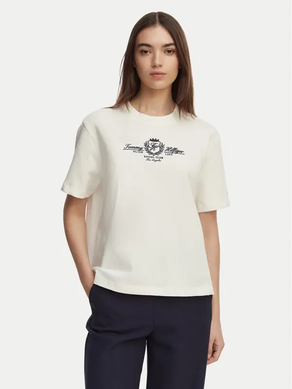 Tommy Hilfiger Tommy Hilfiger T-shirt Crest WW0WW48713 Bijela Relaxed Fit