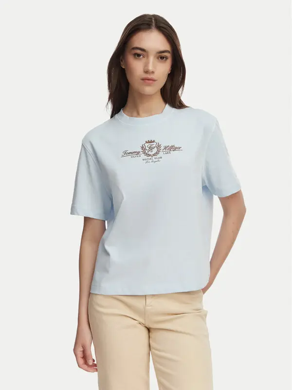 Tommy Hilfiger Tommy Hilfiger T-shirt Crest WW0WW48713 Svijetlo plava Relaxed Fit