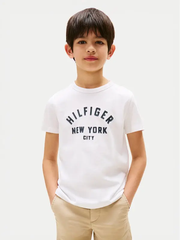 Tommy Hilfiger Tommy Hilfiger T-shirt Curved Graphic KB0KB09800 Bijela Regular Fit