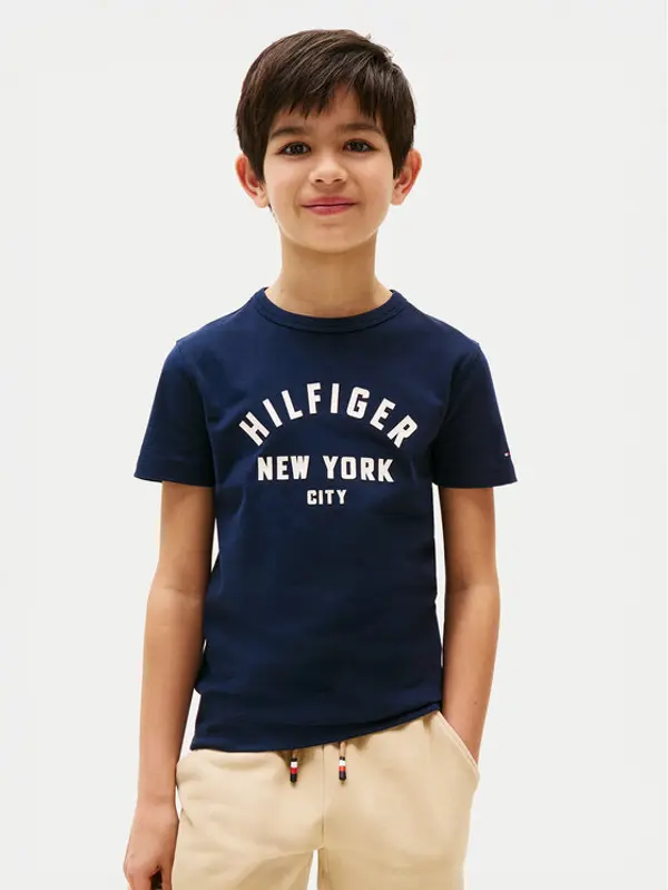 Tommy Hilfiger Tommy Hilfiger T-shirt Curved Graphic KB0KB09800 Tamnoplava Regular Fit
