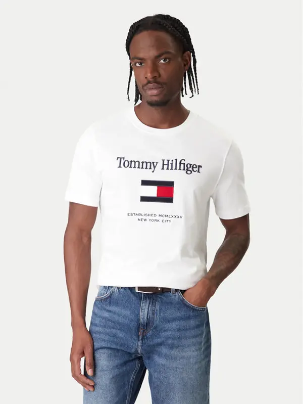 Tommy Hilfiger Tommy Hilfiger T-shirt Embro Flag MW0MW42736 Bijela Regular Fit