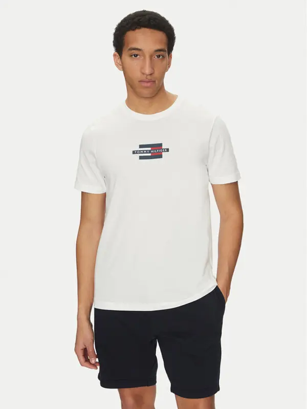 Tommy Hilfiger Tommy Hilfiger T-shirt Flag Box MW0MW38636 Bijela Regular Fit