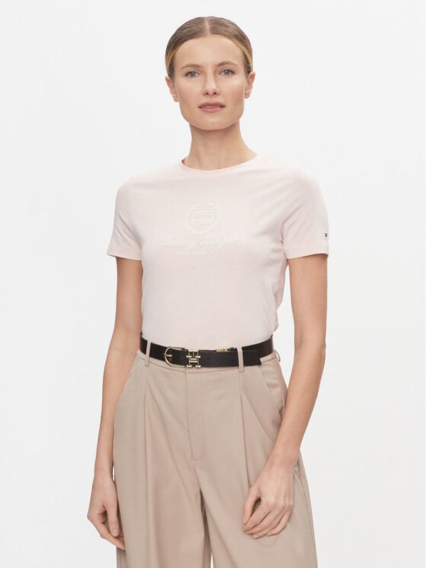 Tommy Hilfiger Tommy Hilfiger T-shirt Flag Script WW0WW41761 Ružičasta Slim Fit