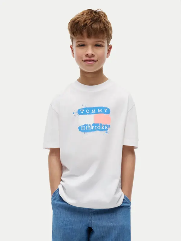 Tommy Hilfiger Tommy Hilfiger T-shirt Graffiti KB0KB10546 Bijela Regular Fit