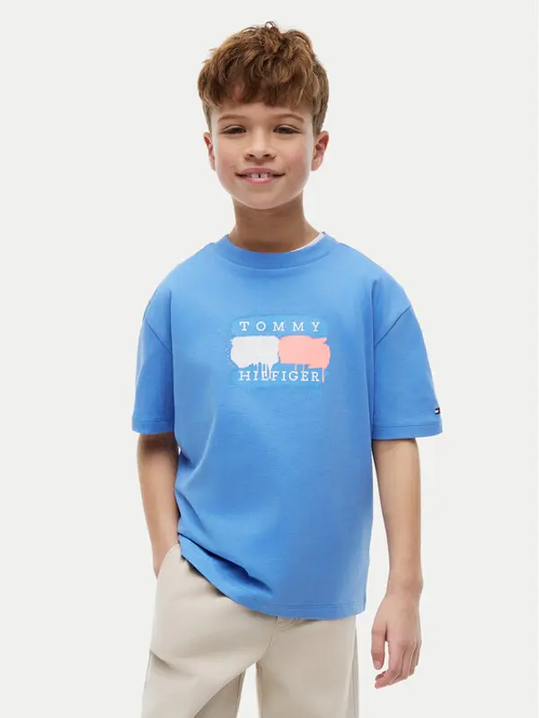 Tommy Hilfiger Tommy Hilfiger T-shirt Graffiti KB0KB10546 Svijetlo plava Relaxed Fit