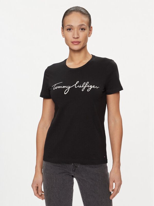 Tommy Hilfiger Tommy Hilfiger T-shirt Heritage Crew Neck Graphic Tee WW0WW24967 Crna Regular Fit