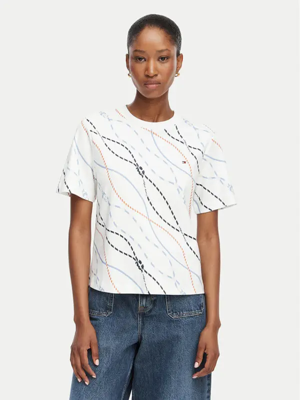 Tommy Hilfiger Tommy Hilfiger T-shirt Interlock WW0WW49646 Bijela Boxy Fit