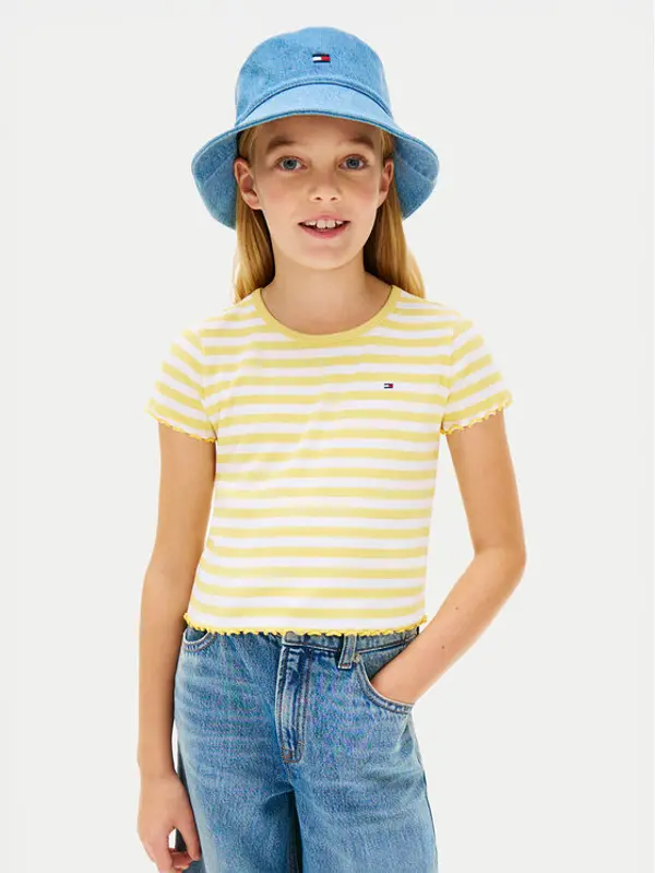 Tommy Hilfiger Tommy Hilfiger T-shirt KG0KG08590 Svijetlo žuta Slim Fit