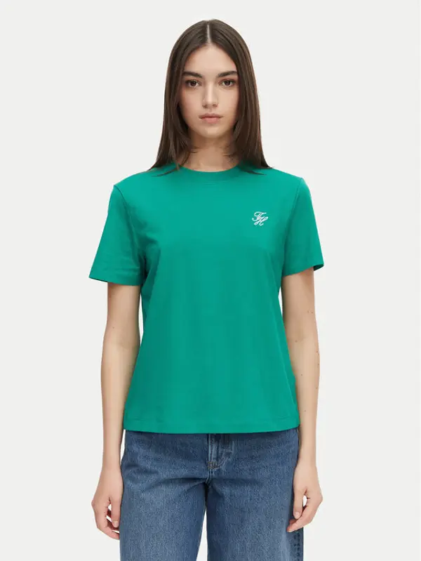 Tommy Hilfiger Tommy Hilfiger T-shirt Logo Embroidery WW0WW48699 Zelena Regular Fit
