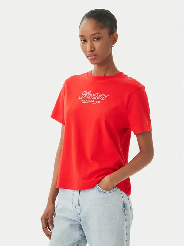 Tommy Hilfiger Tommy Hilfiger T-shirt Logo Interlock WW0WW48707 Crvena Regular Fit