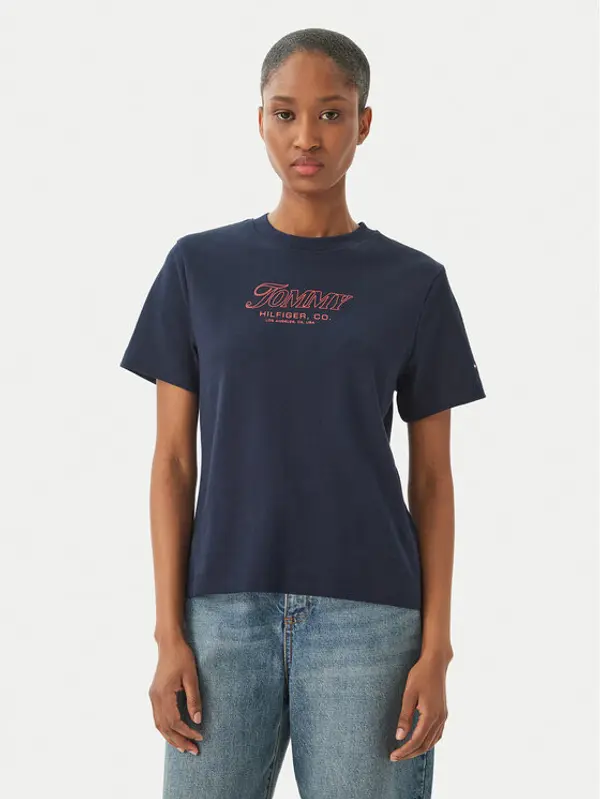 Tommy Hilfiger Tommy Hilfiger T-shirt Logo Interlock WW0WW48707 Tamnoplava Regular Fit
