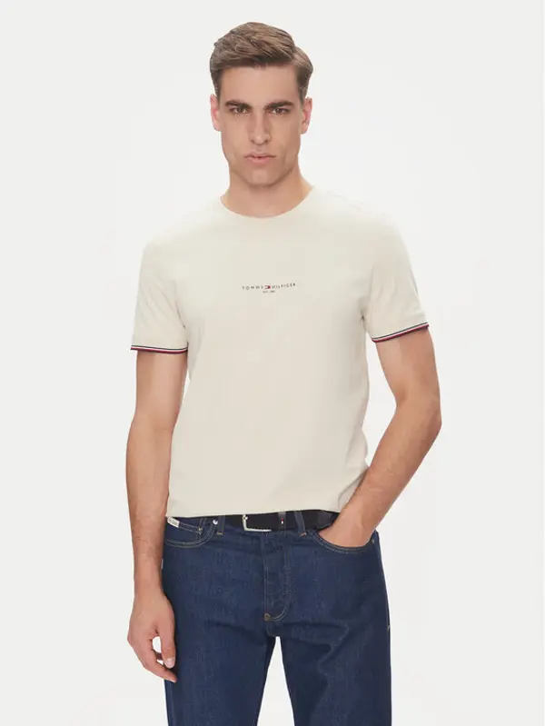 Tommy Hilfiger Tommy Hilfiger T-shirt Logo MW0MW32584 Bež Regular Fit