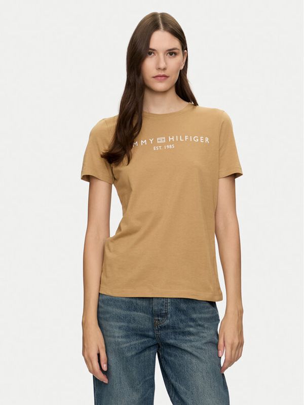 Tommy Hilfiger Tommy Hilfiger T-shirt Logo WW0WW40276 Bež Regular Fit