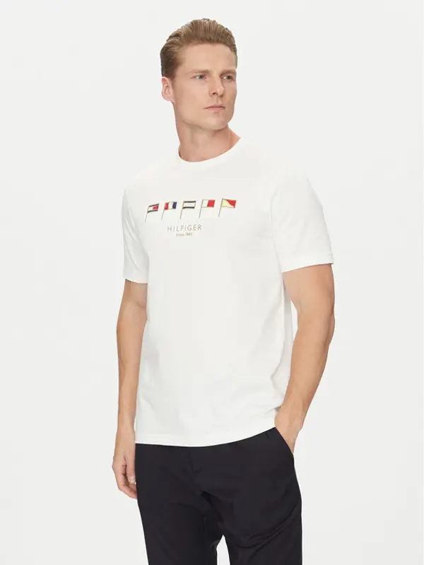 Tommy Hilfiger Tommy Hilfiger T-shirt Multi Flags MW0MW38616 Bijela Regular Fit